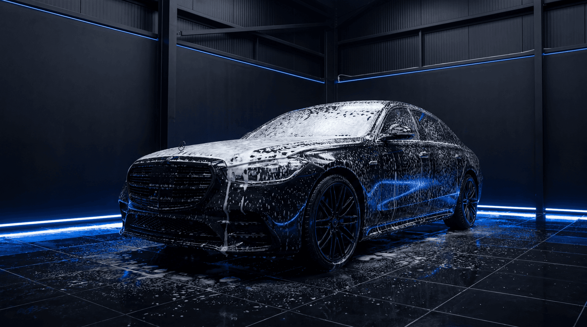 Professional exterior car detailing — hand wash and decontamination